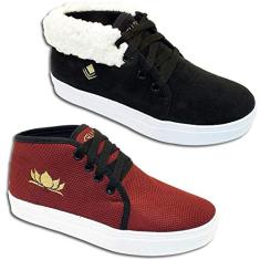 Kit 2 Pares Tenis Casual Feminino Trilupy Preto e Bordô