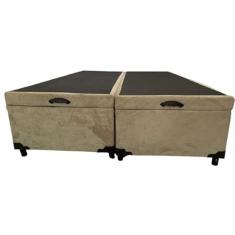 Cama Box Baú Casal Bipartido Blindado Suede Bege