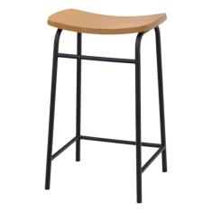 Banqueta Canoa Média Design Único Moderno Preto/Amêndoa