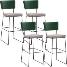 Kit 04 Banquetas Altas Bar Sala De Jantar Fixa Allana L02 Facto Verde 