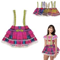 Saia Festa Junina Jardineira Infantil Xadrez - Gugudada, 12