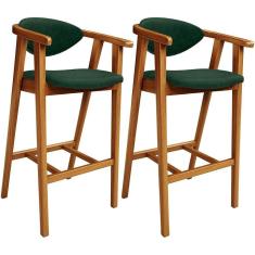 Kit 02 Banquetas Alta Cozinha Bancada Bar Sala De Jantar Fixa Cecília L02 Facto Verde Musgo