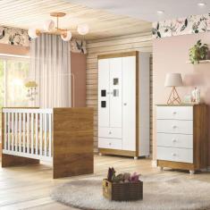 Quarto de Bebê Completo Life 100% Mdf 3 Portas 6 Gavetas Branco/Ypê 41
