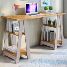 Mesa Escrivaninha Vigor 4 Prateleiras Cinamomo/off White- Jcm Móveis