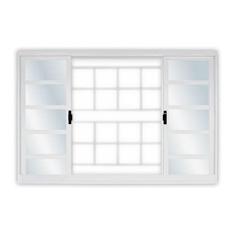 Janela de Aço de Correr 100x100cm 4 Folhas com Grade Quadriculada e Vidro Mini Boreal Minas Sul Mgm Branco