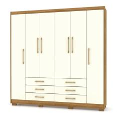 Guarda Roupa Casal 6 Portas e 6 Gavetas Toronto Nature/Champanhe - Pallazio