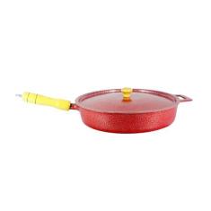 Frigideira Alumínio Fundido Craqueada Cabo de Madeira Vermelha 28cm - 