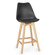 Banqueta Alta Leda Base Madeira com Encosto - Preto - Magazine Decor