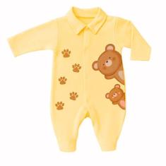 Macacão Estampado Suedine Roupas de Bebê Meninos e Meninas - RGO, Urso