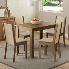 Conjunto Sala de Jantar Cíntia Madesa Mesa Tampo de Madeira com 4 Cade