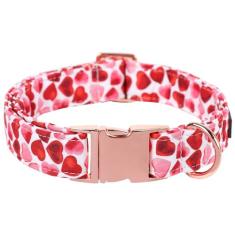 Coleira de cachorro Maca Bates para Dia dos Namorados, confortável, macia, com fivela de metal, ajustável, presente de Dia dos Namorados para cães pequenos, médios e grandes