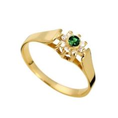Anel Esmeralda Formatura Feminino Ouro 18k e Diamante Natural FJM1373-