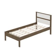 Cama De Solteiro Madeira Cm8004 Nogal-branco - Tecno Mobili