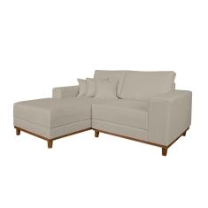 Sofá 3 Lugares Mônaco com Chaise Esquerdo Linho Off White