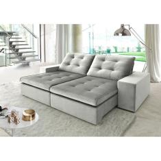 Sofá Retrátil e Reclinável 3 Lugares Mahal Espresso Móveis Cinza