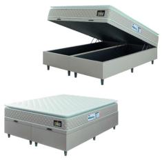 Cama Box Baú Casal Queen Colchão Espuma D33 Pillow Top Millenium 158x1
