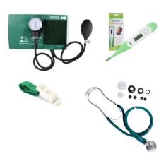 Kit Acadêmico Esfigmomanômetro + Estetoscopio + Garrote + Termômetro -