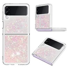 Capa de areia movediça de luxo Bling para Samsung Z Flip 3 4 Silicone Glitter para Samsung Galaxy Z Flip 3 4 Flip3 Z Flip4 Capa à prova de choque, rosa, para Samsung Z Flip 4