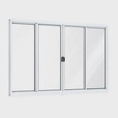 Janela de Alumínio de Correr Central 4 Folhas 100x200cm Riobras