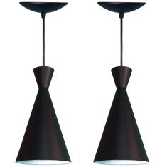 Kit 02 Pendentes Lustre Cone Estilo Tom Dixon Preto Fosco