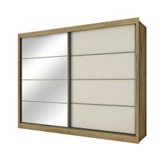 Guarda Roupa Casal com Espelho 6 Gavetas Sevilha Amêndo Off