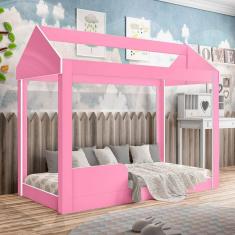 Cama Infantil 160cm Casinha Montessoriana Crystal J&A Móveis Rosa
