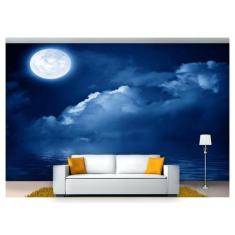Papel De Parede Lua Noite Nuvens Céu 3D Lua52 - Você Decora