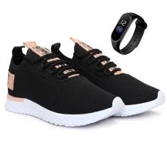 Kit Tênis Esportivo Feminino Academia Treino Caminhada + Relógio BF Shoes-Feminino