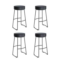 Conjunto 4 Banquetas Nice em Aço Industrial Yescasa Preto/Preto