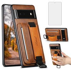Asuwish Capa de celular para Google Pixel 6 carteira com protetor de tela de vidro temperado e suporte fino para cartão de crédito, suporte móvel, acessórios para celular Pixel6 Pixle, seis homens,