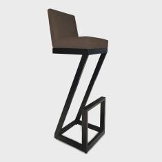 Banqueta Alta Z Base De Ferro Suede Marrom - D'Classe Decor