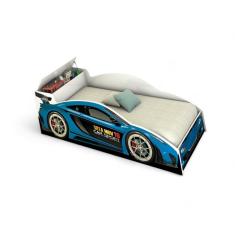 Cama Juvenil Carro Com Baú Azul Com Colchão