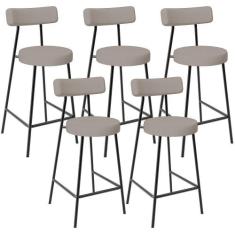 Kit 05 Banquetas Baixa Para Cozinha Sala De Jantar Bancada Milão L02 L
