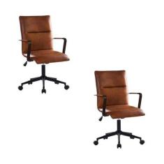 Kit 2 Cadeiras Escritório Diretor Giratória em Couro com Relax Palermo