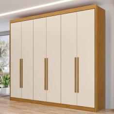 Guarda Roupa Casal 6 Portas 8 Gavetas Bergame Cinamomo/Off White
