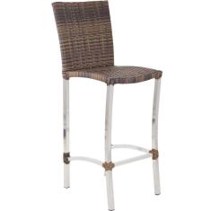 Banqueta Alta Em Alumínio Com Encosto Balcão Cozinha Trama Argila