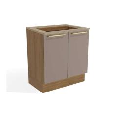 Balcão Cozinha p/Cooktop Botanic M623 top 2 Portas c/Tampo 80cm Nogueira/Fendi/Nogueira - Kappesberg