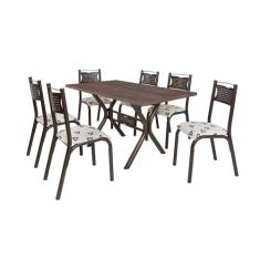 Conjunto de Mesa com 6 Cadeiras Ciplafe Poeme, Bronze/Bege
