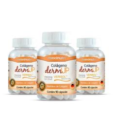 Kit 3 Colágeno DermUp Verisol + Vitaminas 90 Cápsulas Maxinutri