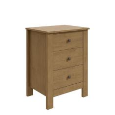 Mesa de Cabeceira Maggiore 3 Gavetas - Móveis Lopas Amêndoa
