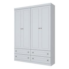 Guarda Roupa Solteiro Americano 4 Portas 4 Gavetas Henn Branco