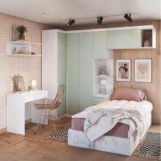 Guarda-Roupa Modulado 6 Peças Infinity Branco Line/Pistache