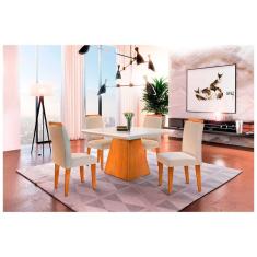 Sala de Jantar Aida 90 TP MDF Canto Reto com 4 Cadeiras Rufato