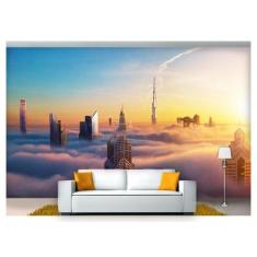 Papel De Parede Cidade Prédios Nuvens 3D 6M² Ncd233 - Você Decora
