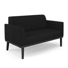 Sofá Namoradeira Base de Madeira Fixa Preto Marisa Linho - DRossi, A79