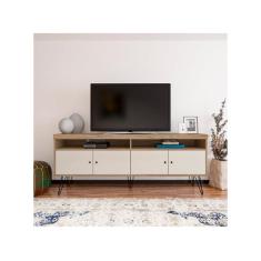 Rack Liberty Carvalho/Off White para TV até 60 Polegadas com Pés Metál