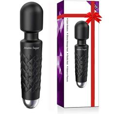 Massageador de varinha de açúcar Mumu potente e sem fio, massageador de varinha recarregável com 8 velocidades potentes e 20 modos elétrico à prova d'água pessoal massageador varinha