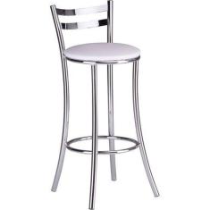 Banqueta Alta em Aço com Encosto Unimóvel Cromado