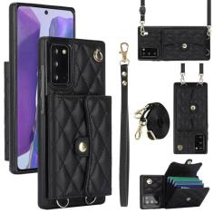 Capa carteira para Samsung Galaxy Note 20 com 4 pontos de cartão, capa de couro transversal com bloqueio de RFID, capa de telefone com suporte de fivela magnética, alça de pulso à prova de choque para