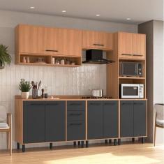 Cozinha Modulada Havana 5 Peças com Tampo 11 Portas e 2 Gavetas Rovere/Grafite